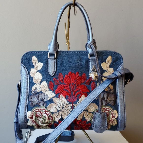 Alexander McQueen Handbags - Alexander McQueen V2VCO Padlock Small Denim Satche